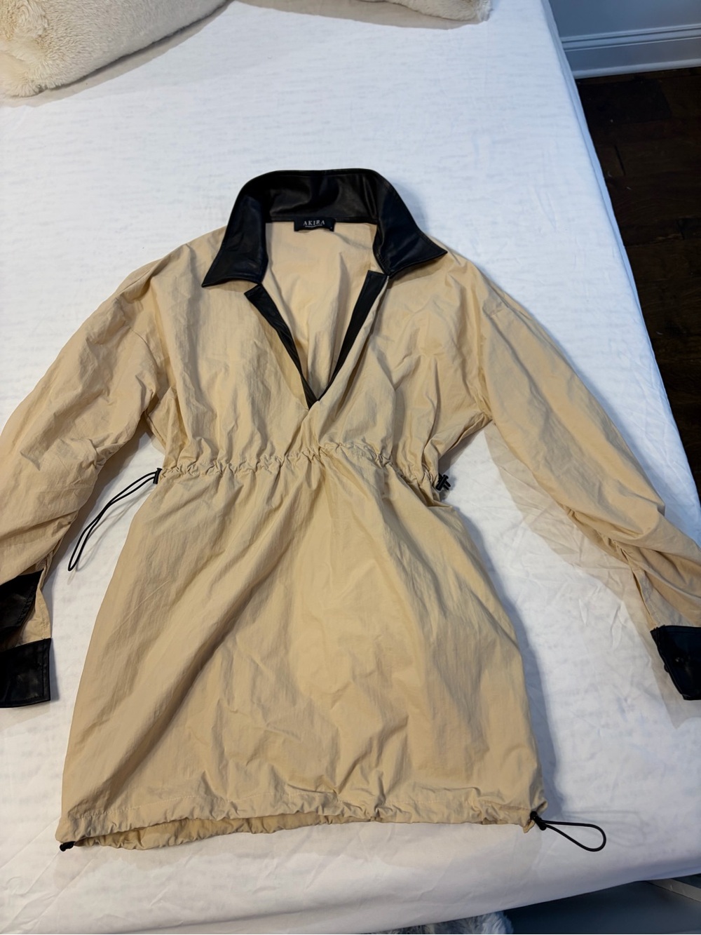 Akira Beige Anorak dress with Black Trim